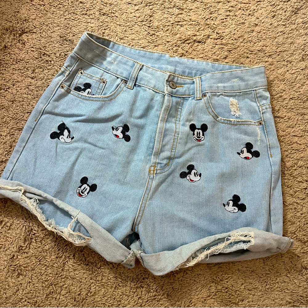 Mickey Mouse Embroidered High Waisted Women’s Size S Jean Shorts